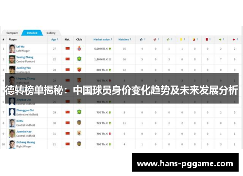 德转榜单揭秘：中国球员身价变化趋势及未来发展分析